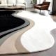 Handcrafted Black White Wave Living Room Rug